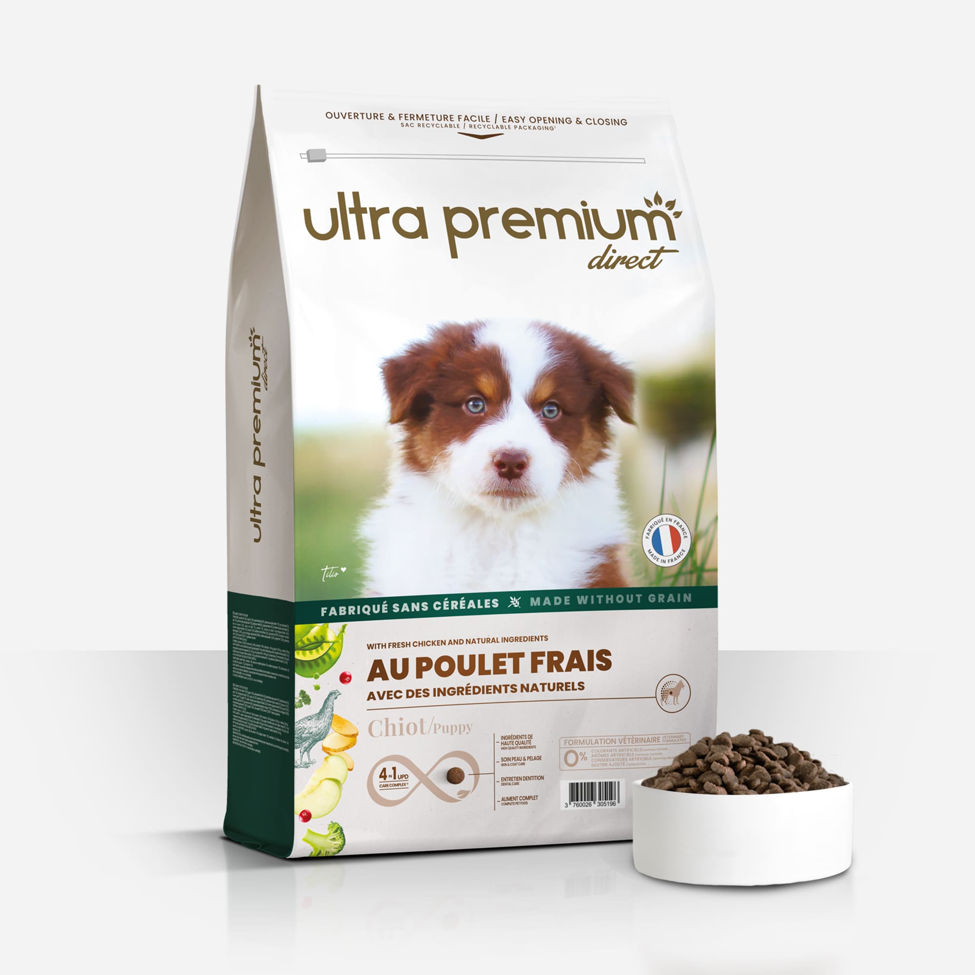 Ultra Premium Direct Croquettes Sans Céréales au Poulet frais pour Chiot